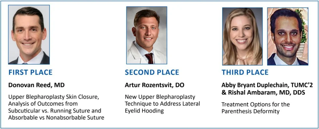 Winners for cosmetic surgery research are showcased here.