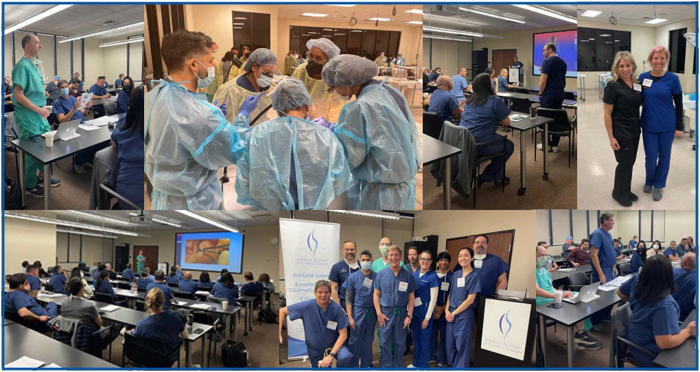 Photos of participants from the Facial Cosmetic Surgery Cadaver Workshop.